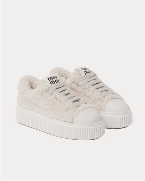 miu miu shearling sneakers|White Shearling Sneakers .